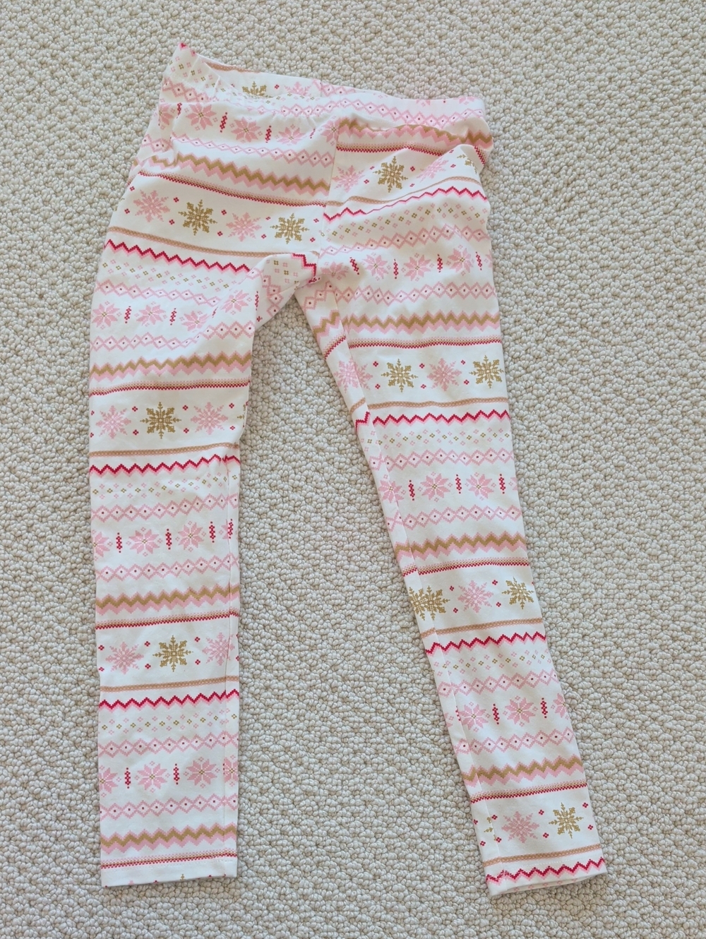 Epic Threads Cream, Pink & Gold Holiday Print Leggings